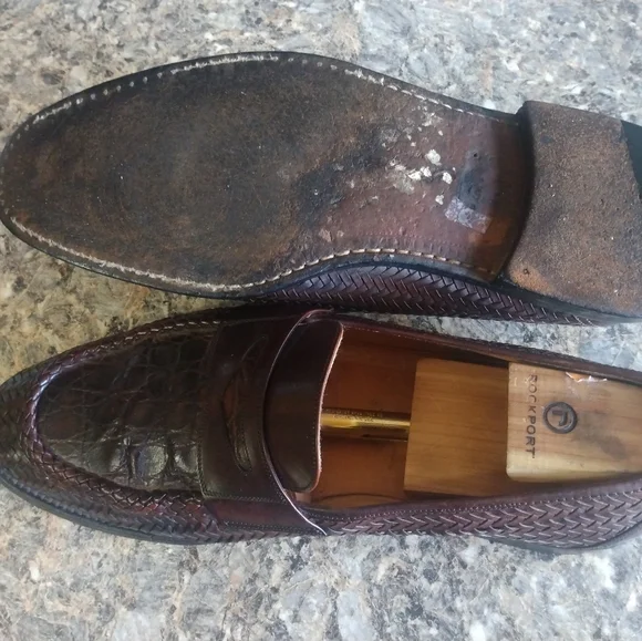 Mezlan Men Brown Woven Crocodile Dress Slipon Loafer size 11 